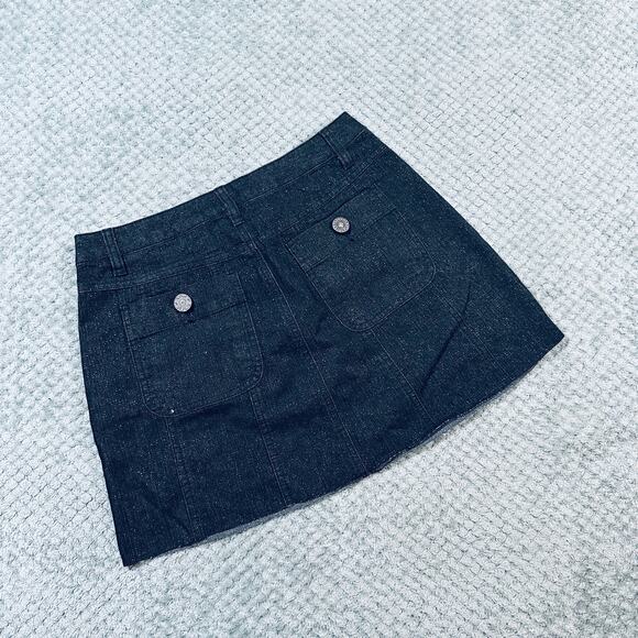 vintage y2k low rise cato super dark wash blue/black micro mini skirt 4 - Picture 4 of 8